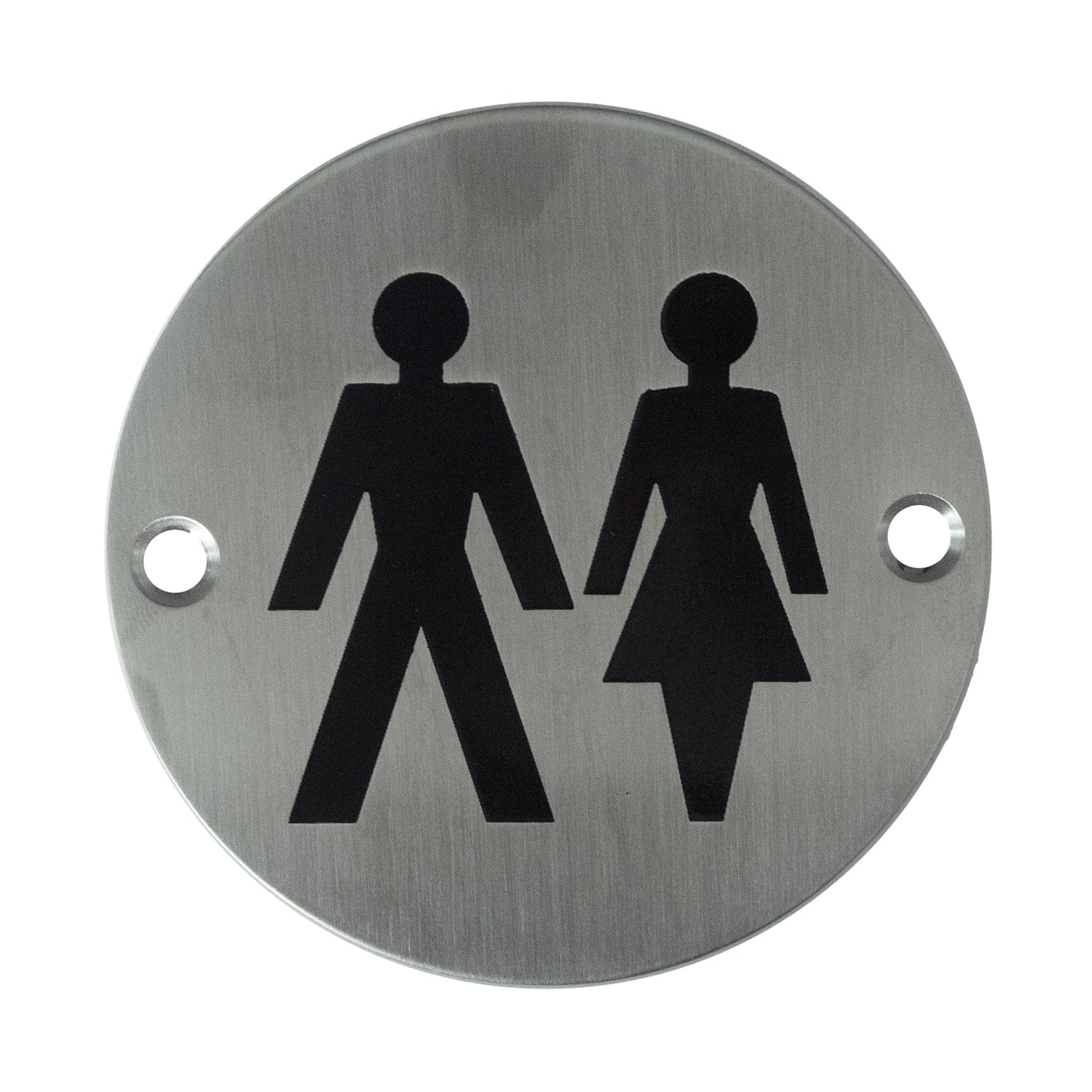 Stainless steel male and female toilet sign