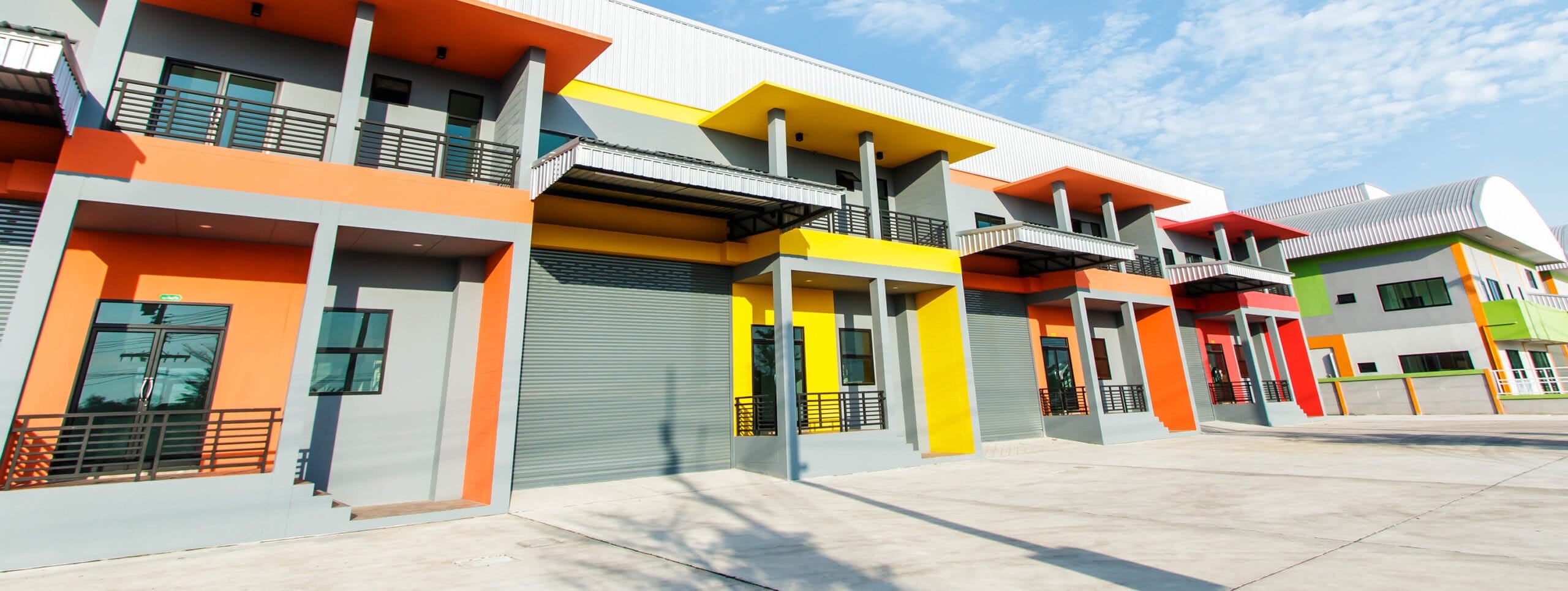 Entrance to a mixed-use apartment and retail building