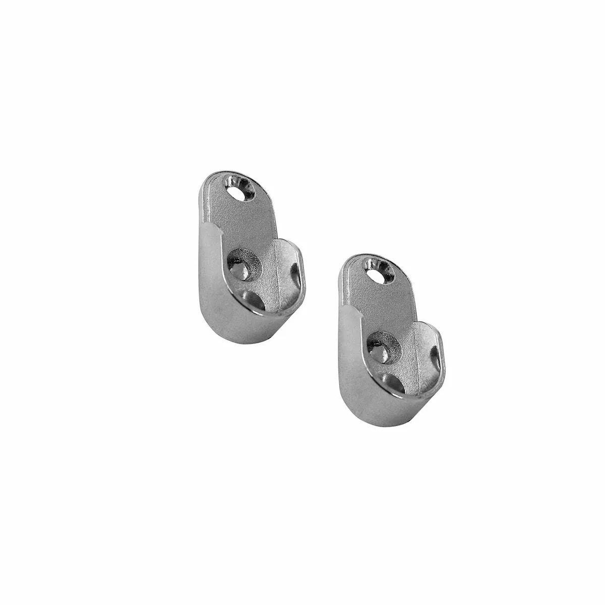 Oval Rail Tube End Support Chrome - 1 Pair
