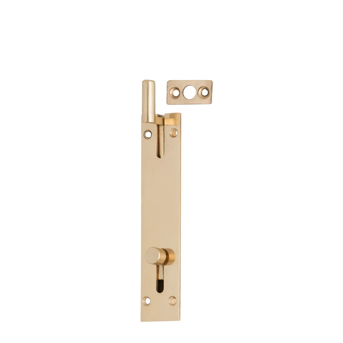 Flush Slide Necked Bolt 100mm Polished Brass