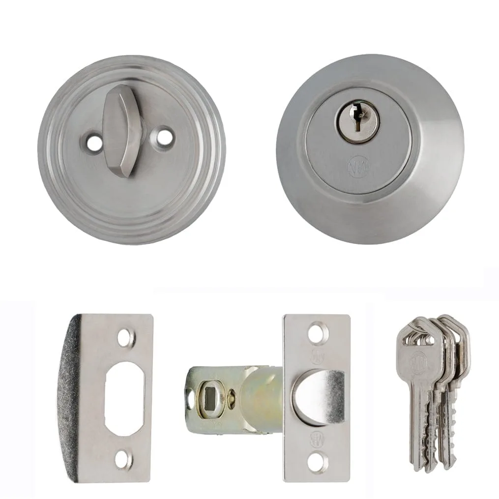 Deadbolt Single Cylinder Key & Turn Satin Nickel