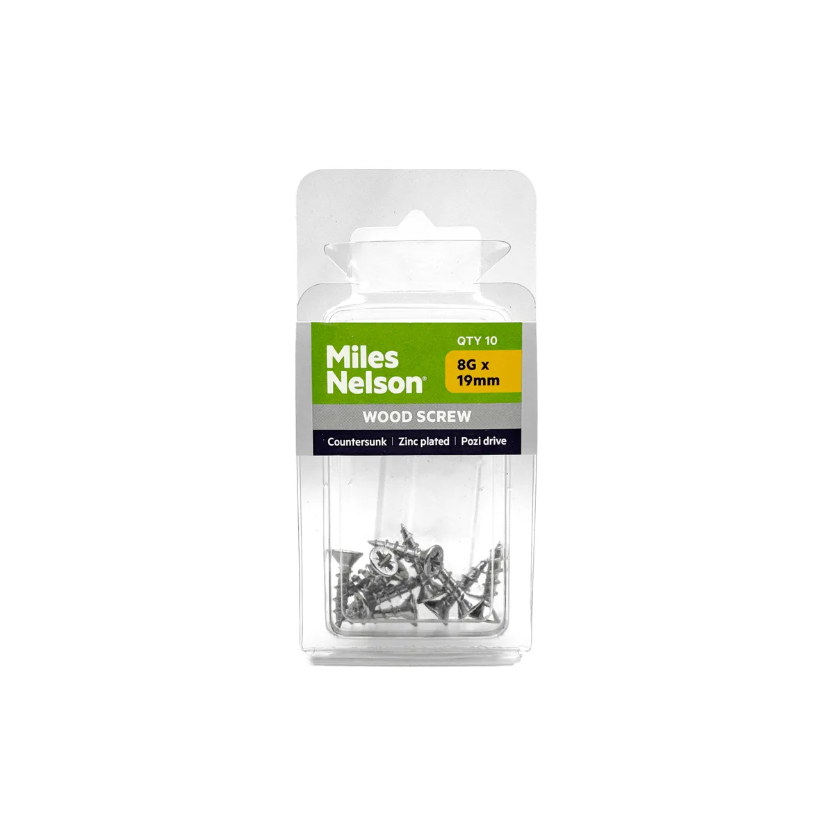 8G x 19mm Pozi Drive Wood Screw - Zinc Plated - Countersunk