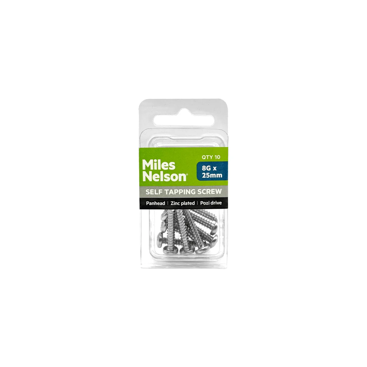 8G x 25mm Pozi Drive Self Tapping Screw - Zinc Plated - Pan Head