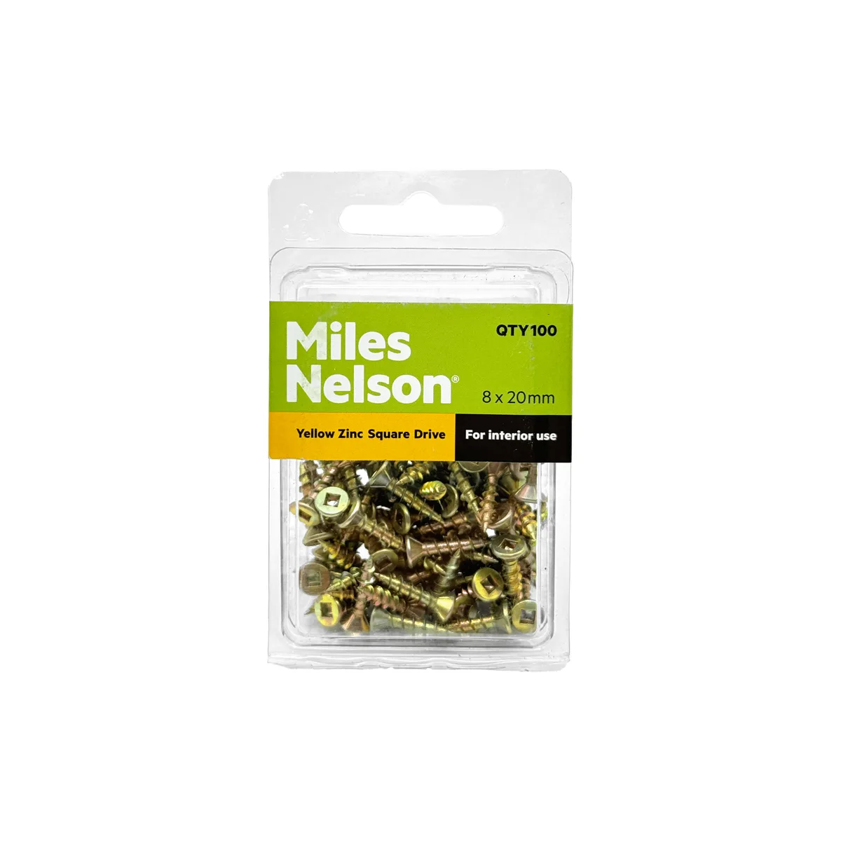 8 x 20mm Square Drive Screw - Zinc Plated - Countersunk