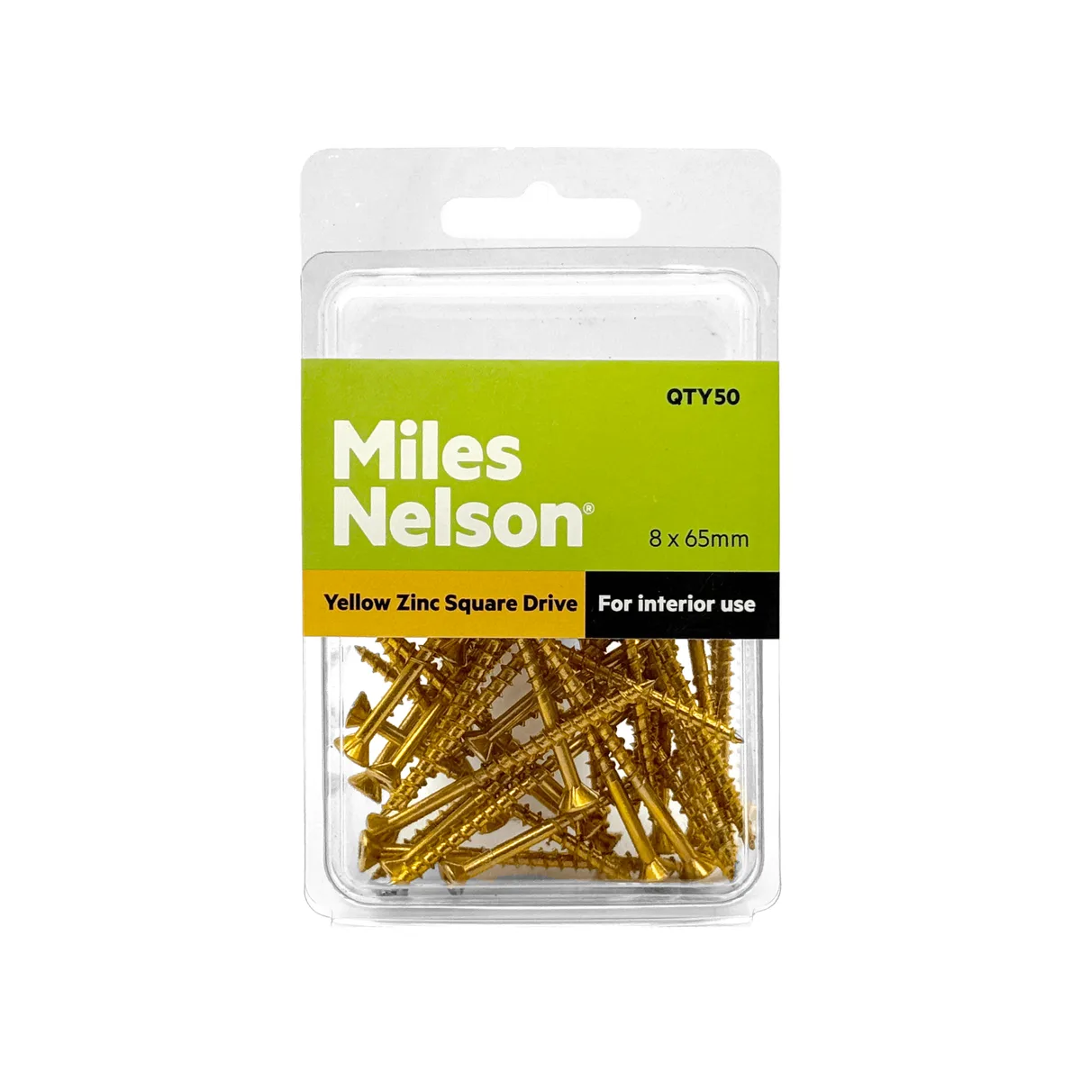 8 x 65mm Square Drive Screw - Zinc Plated - Countersunk