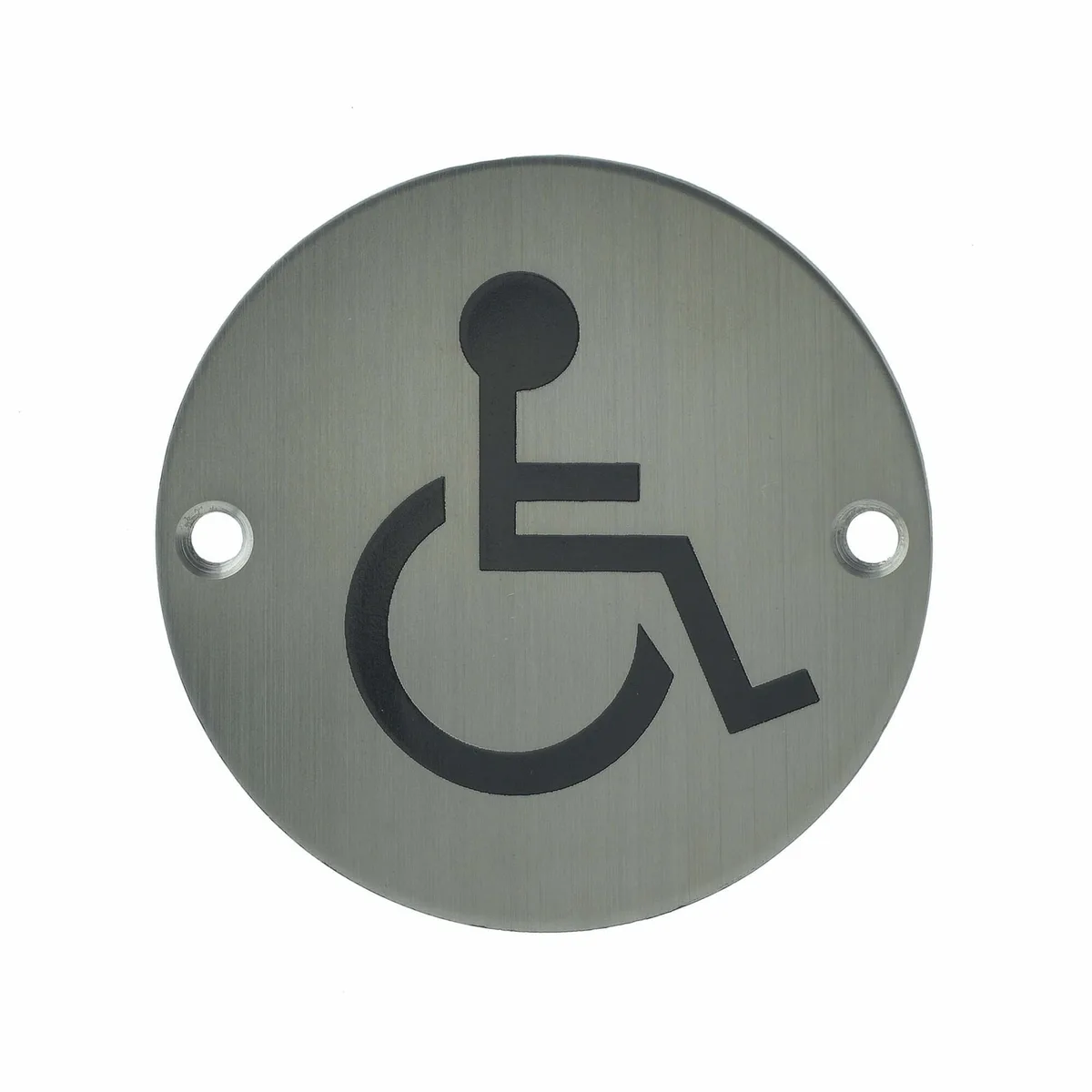 Push Plate Round - Disabled 75mm Stainless Steel