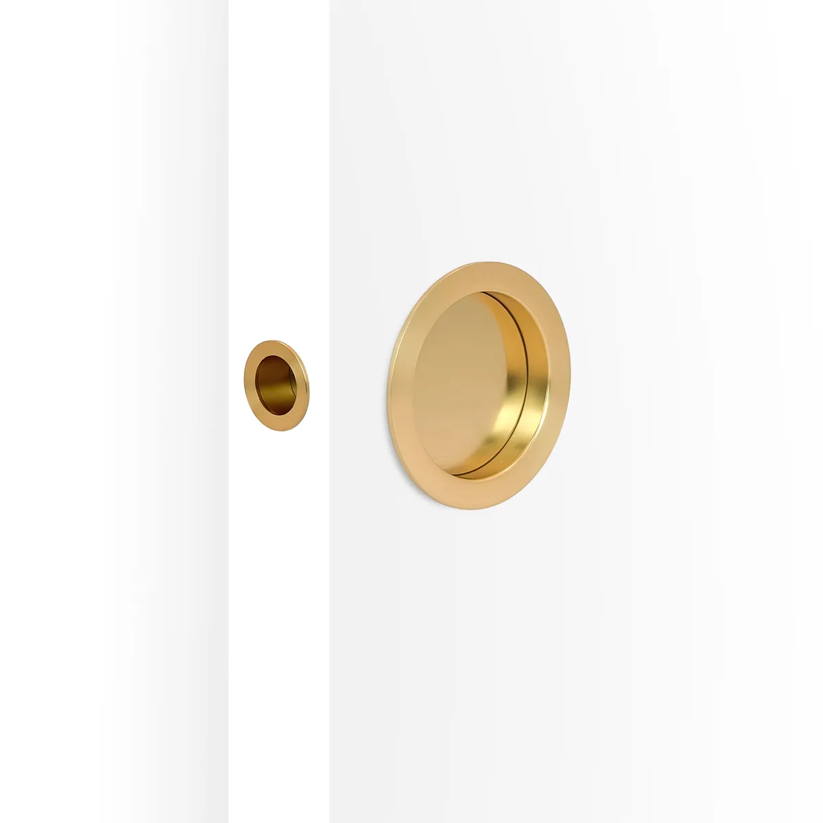 Round Cavity Slider Passage Set Satin Brass