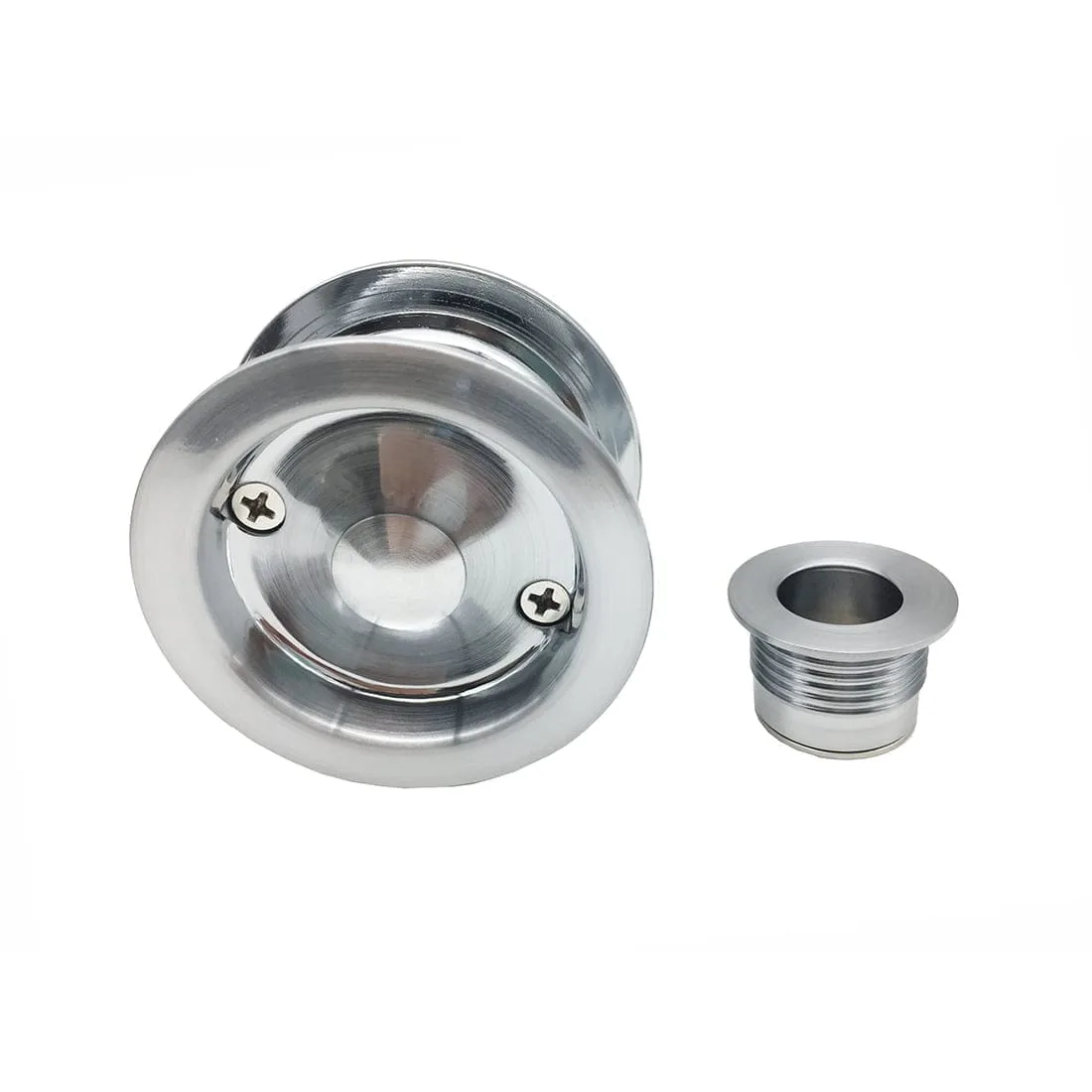 Round Cavity Slider Passage Set Satin Chrome