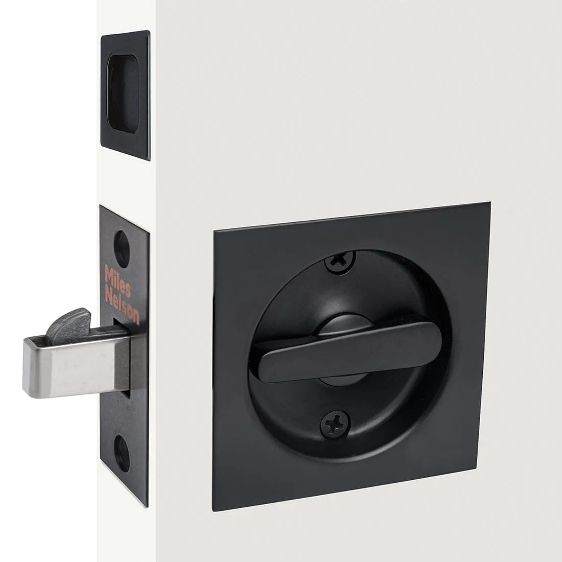 Square Cavity Slider Privacy Set Matt Black