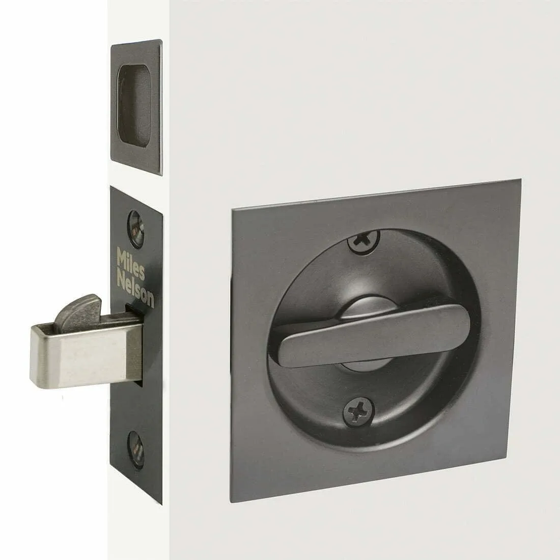 Square Cavity Slider Privacy Set Satin Graphite