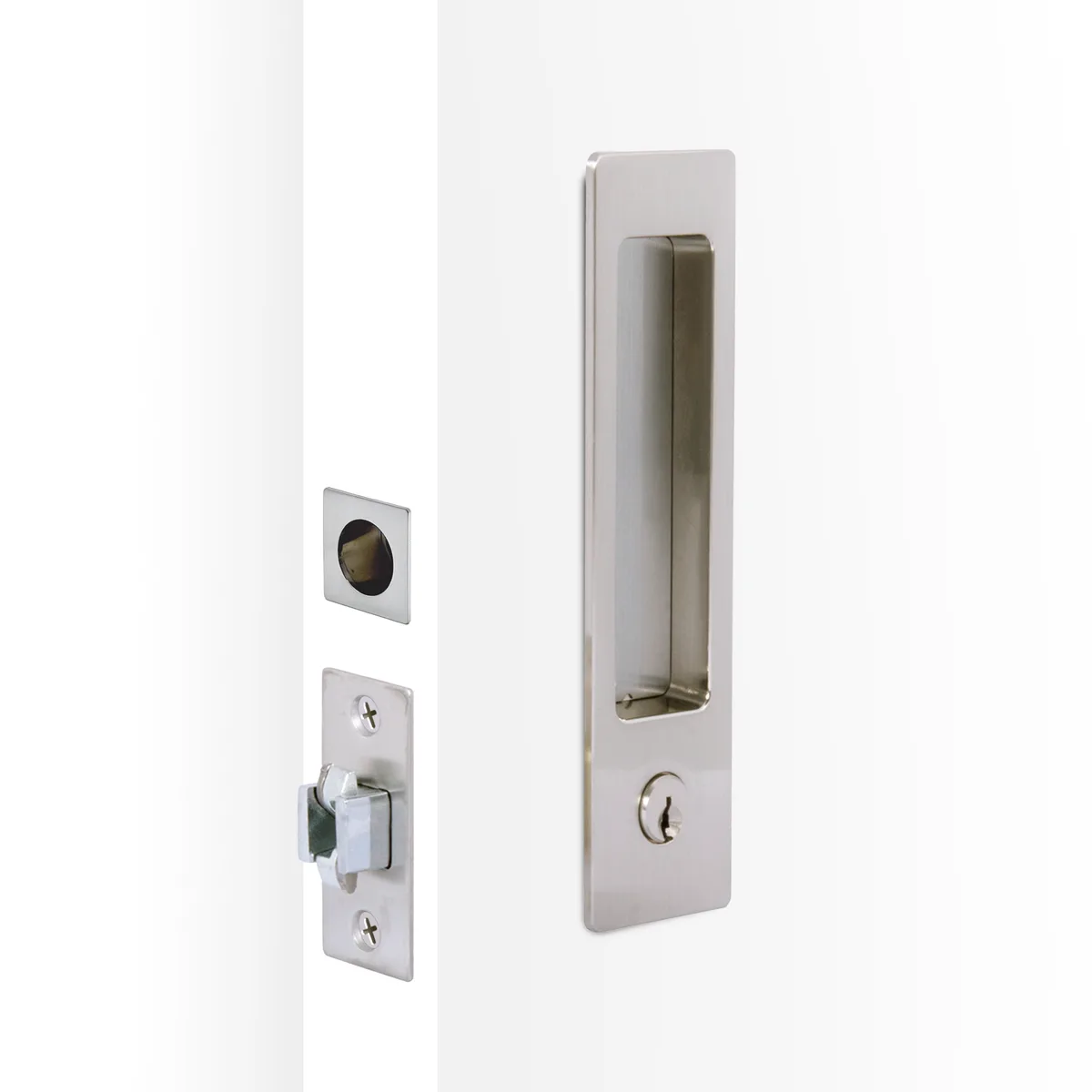 Rectangular Cavity Slider Entrance Locking Kit - Satin Nickel