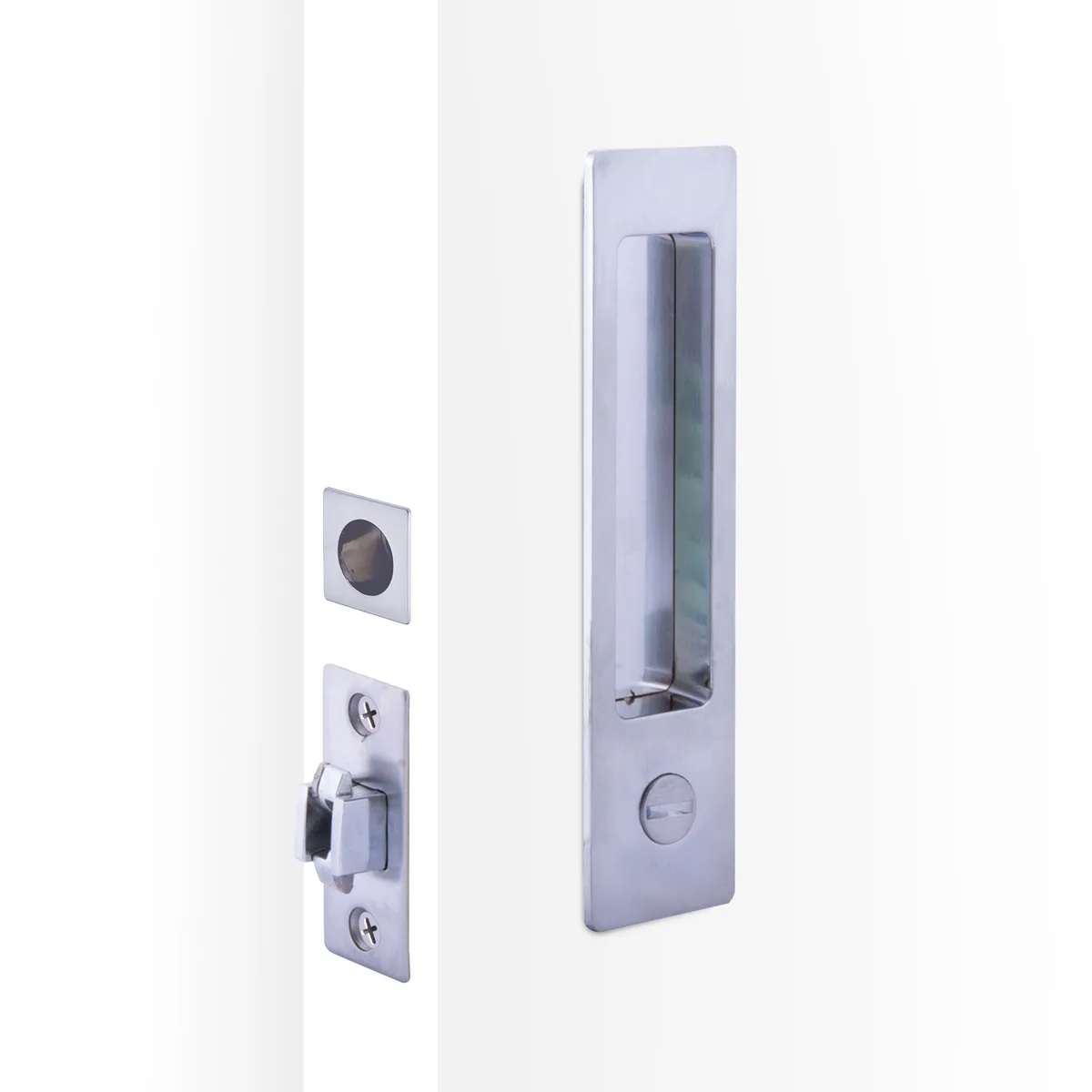 Rectangular Cavity Slider Privacy Kit - Satin Chrome