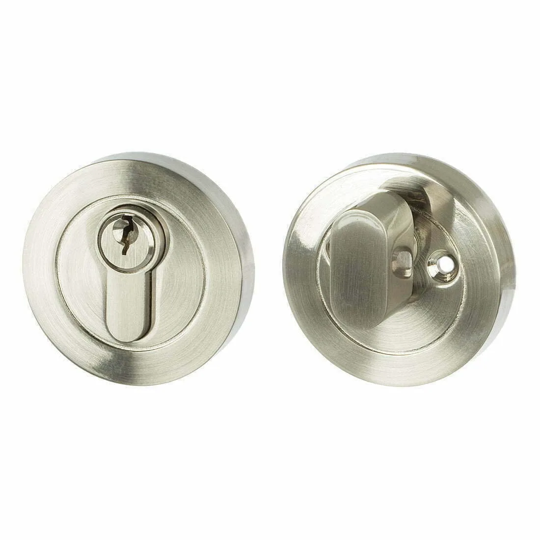 Satin Nickel Round Keyed Lock & Turn Unit
