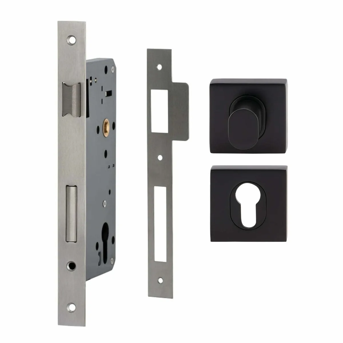 Matt Black Square Pull Handle Lock Kit