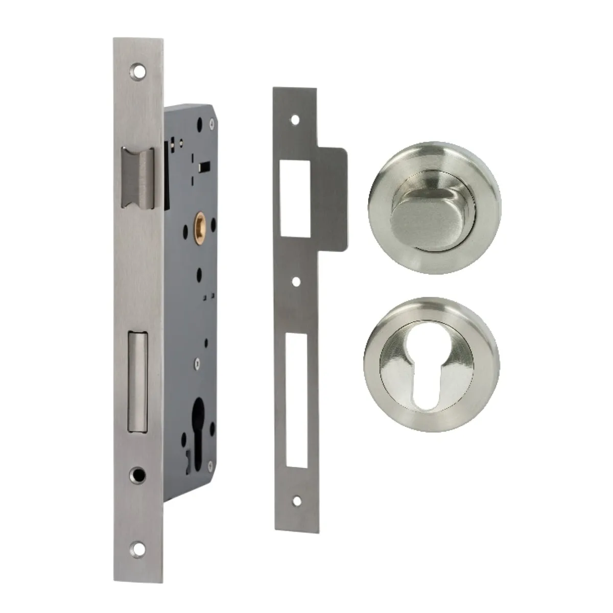 Satin Nickel Round Pull Handle Lock Kit