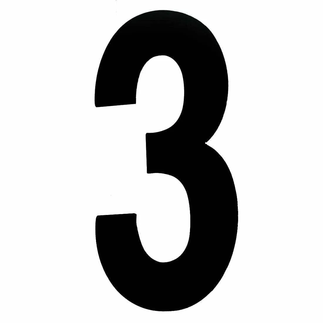 House Number THREE '3' - Concealed fix 100mm Matt Black