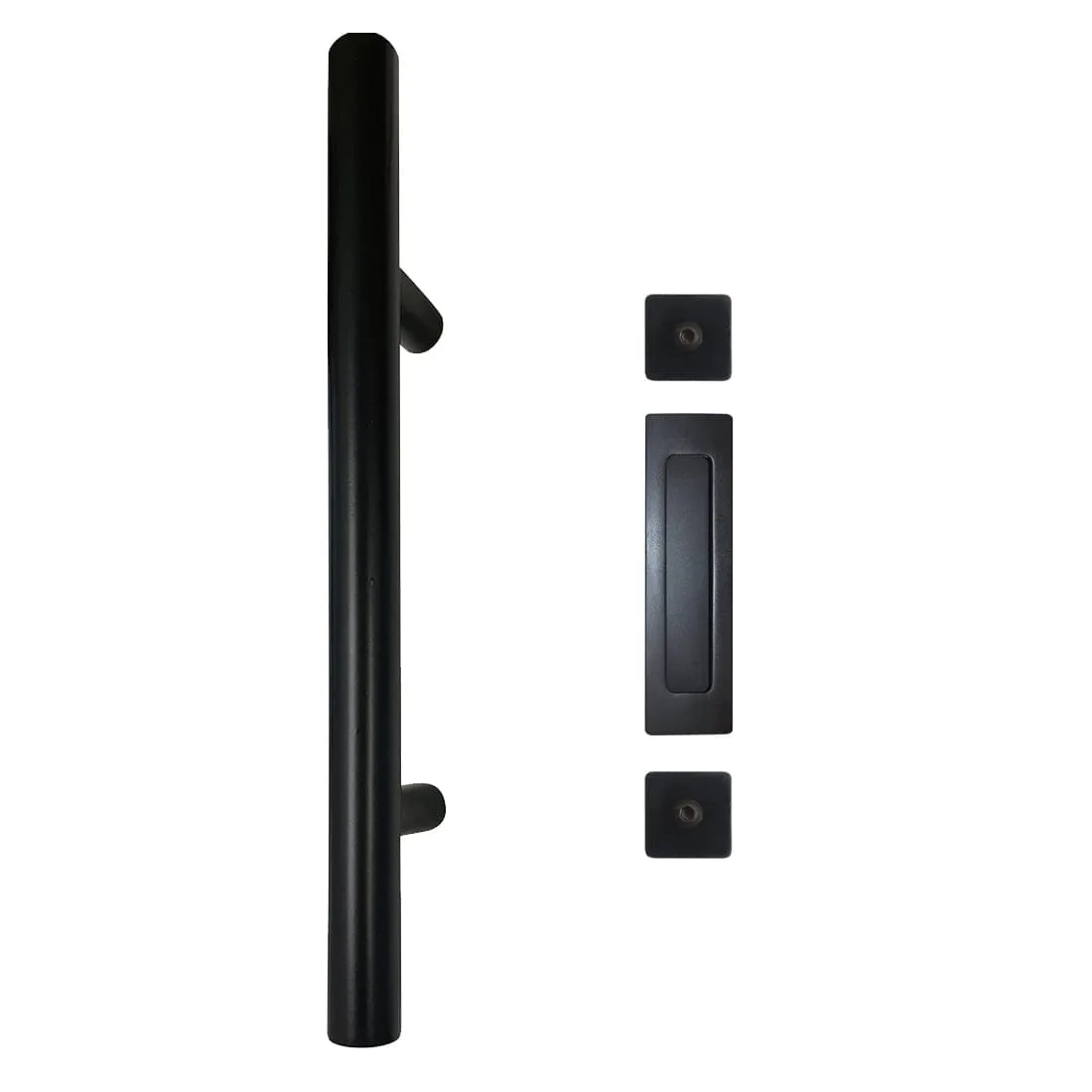 Round Barn Door Kit Pull Handle + Flush Pull Black