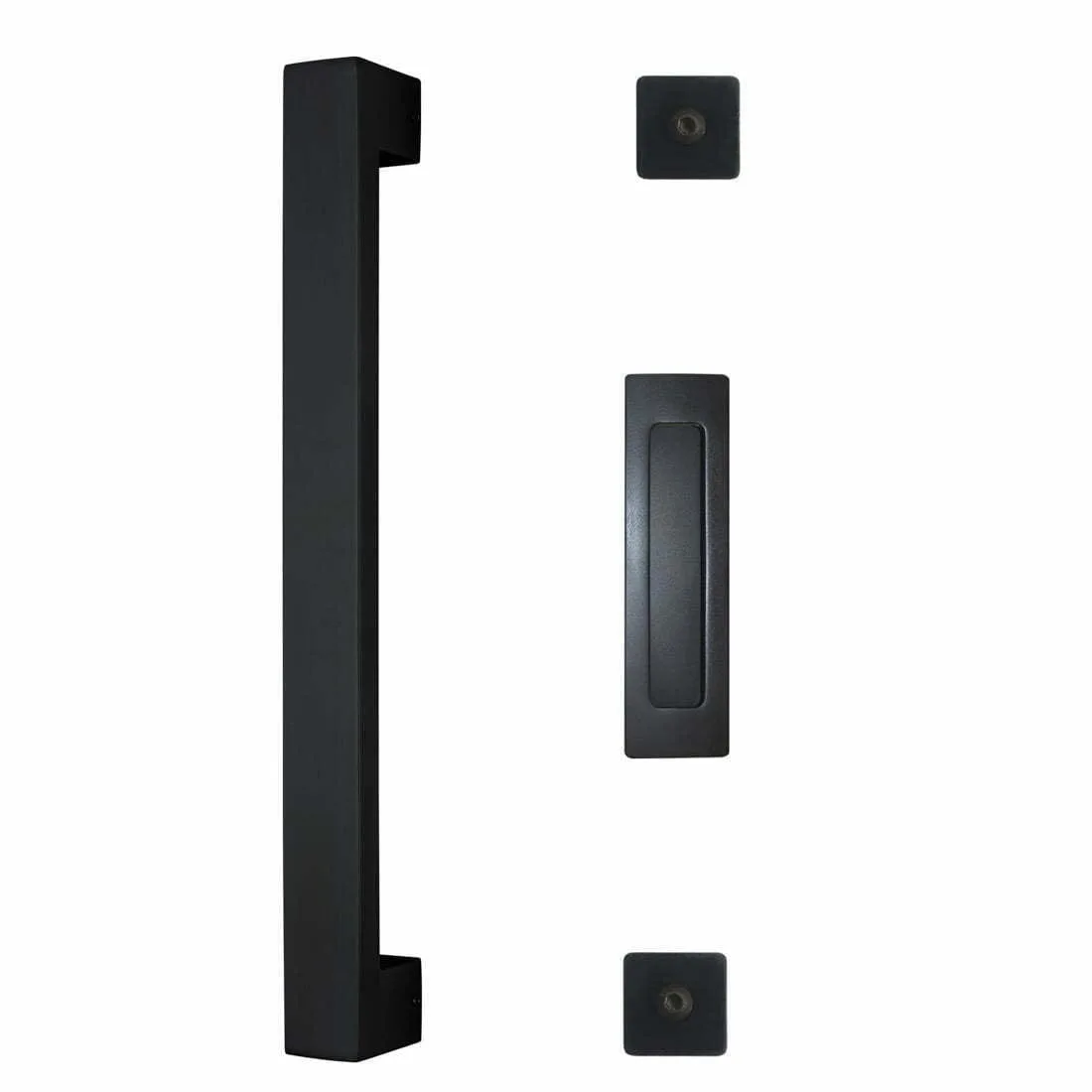 Square Barn Door Kit Pull Handle + Flush Pull Black
