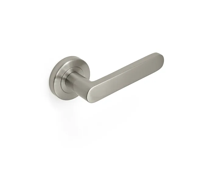 Figo Lever Passage Set - Round Rose - Satin Nickel