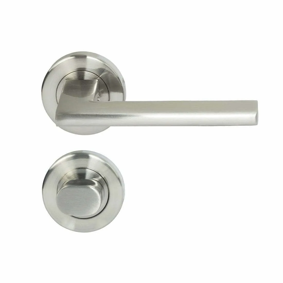 Forli Lever Privacy Set Round Rosette Satin Nickel