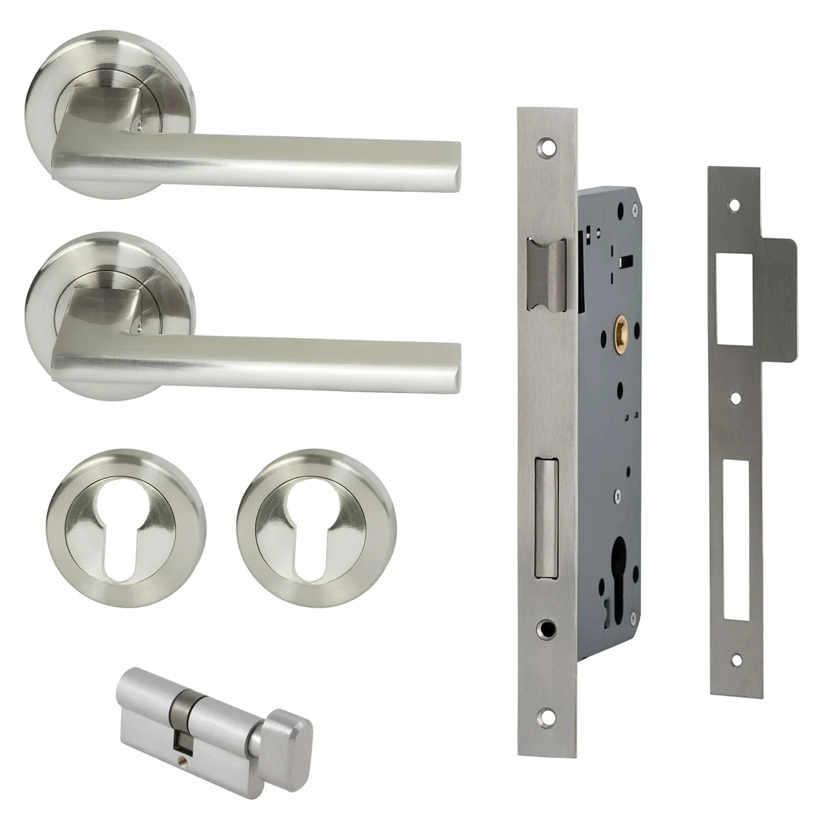 Forli Lever Entrance Set Round Satin Nickel
