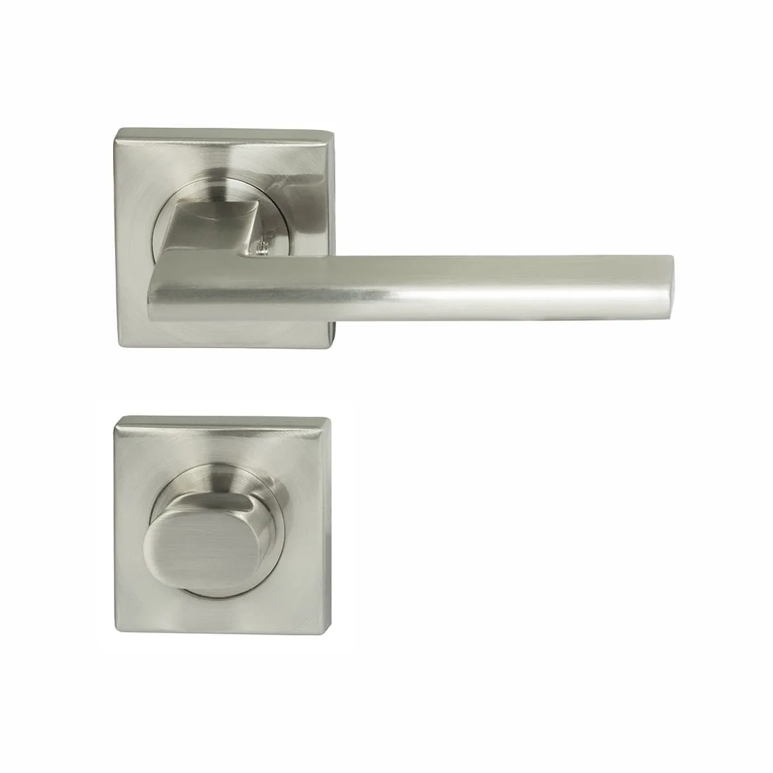 Forli Square Rosette Lever Privacy Set Satin Nickel