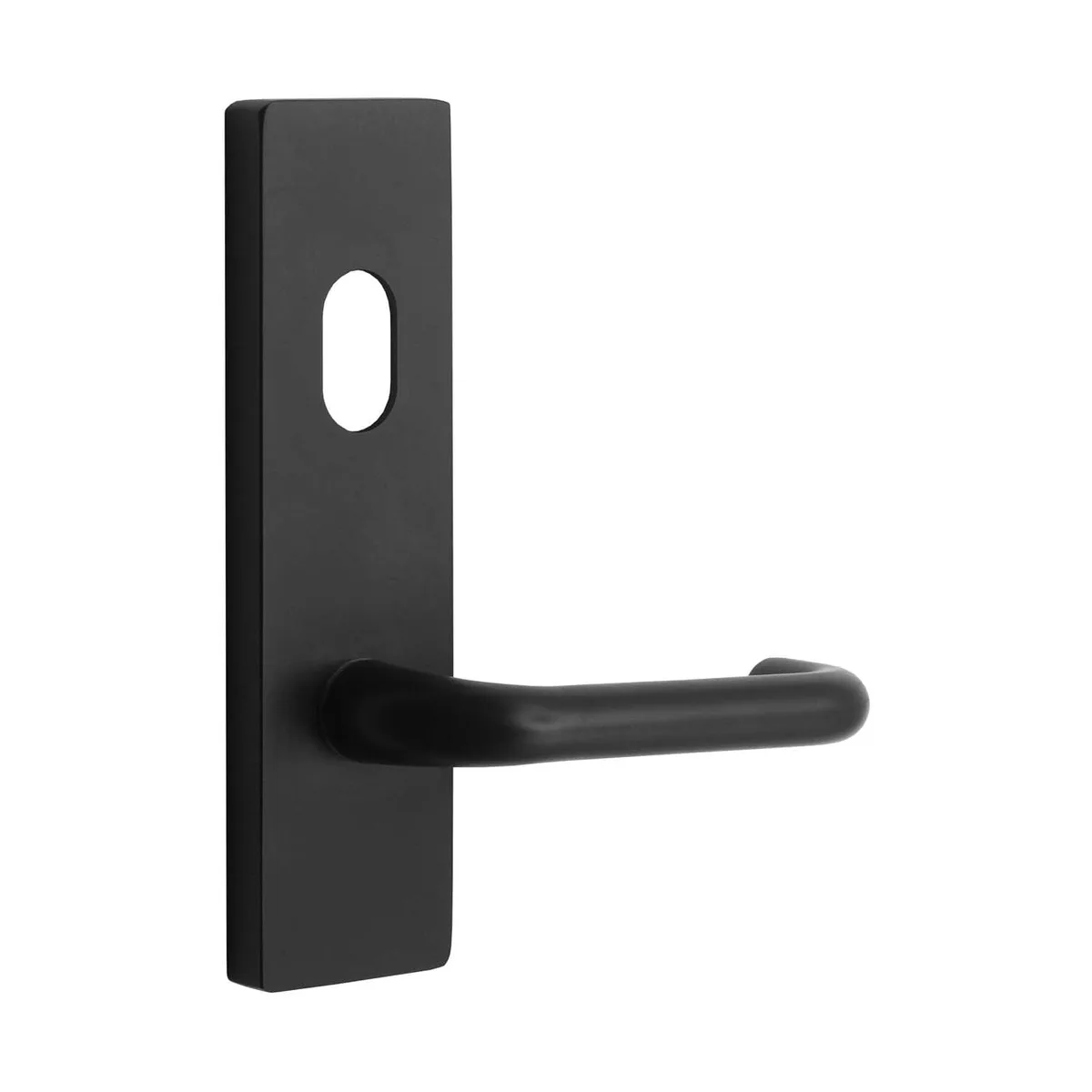 MNC 90 Lever On Wide Long Plate Matt Black - External / Lever / Cylinder Hole