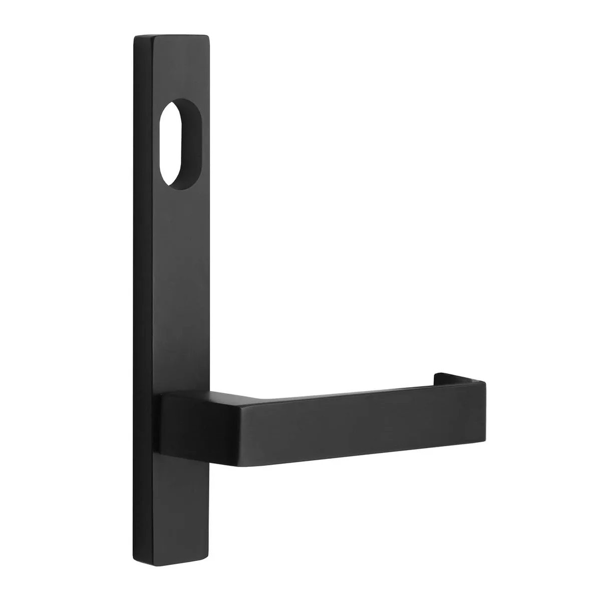 MNC 87 Lever On Narrow Long Plate Matt Black - External / Lever / Cylinder Hole