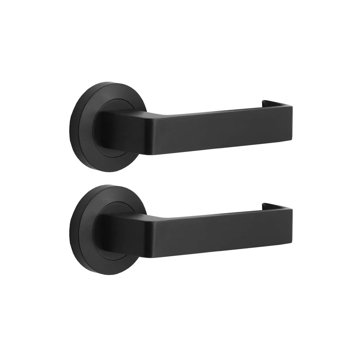 MNC Round Rose 87 Matt Black Lever 53mm Rose (pair)