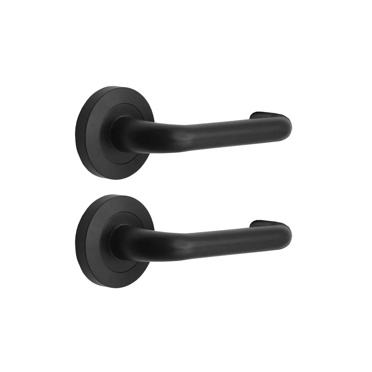 MNC Round Rose 90 Lever Matt Black 53mm Rose (pair)