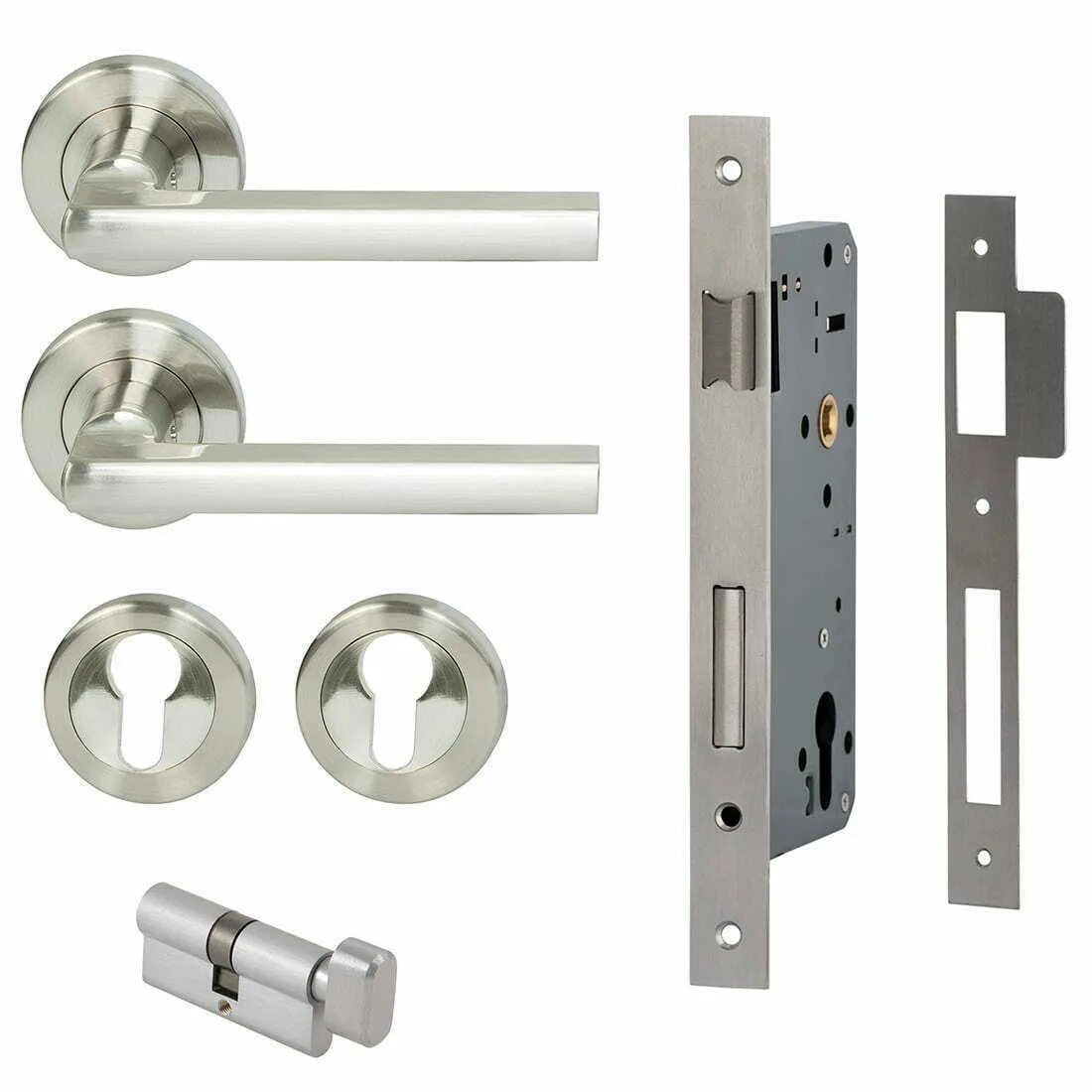 Parma Lever Entrance Set Round Rose Satin Nickel