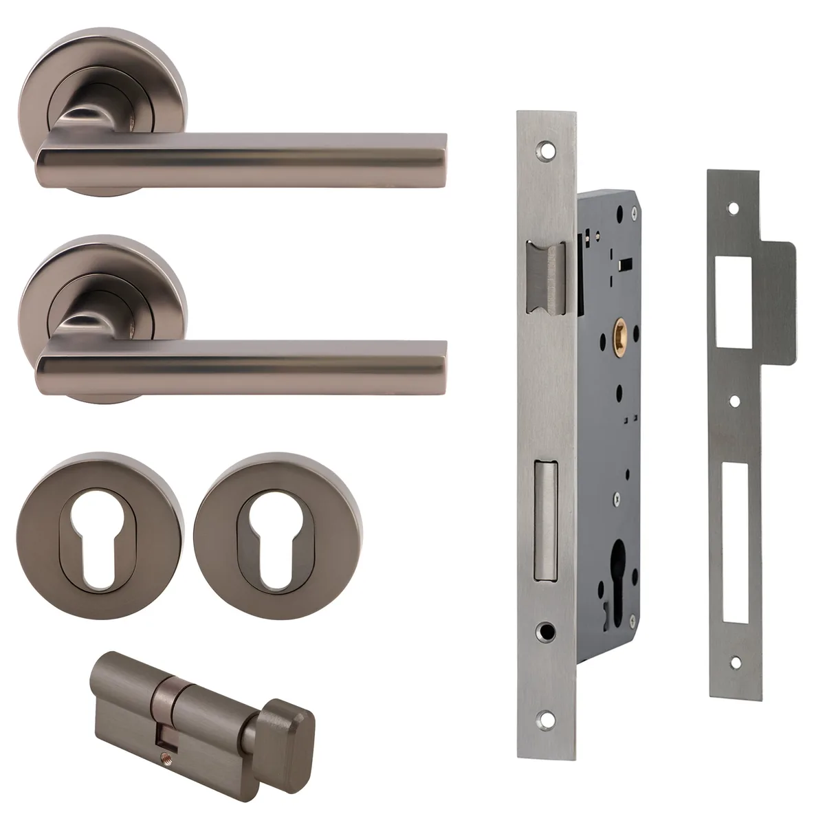 Parma Lever Entrance Set Round Rose Satin Graphite