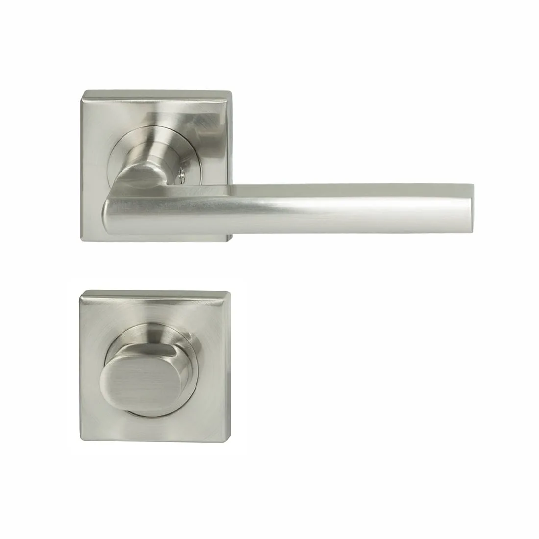 Parma Square Rosette Lever Privacy Set Satin Nickel