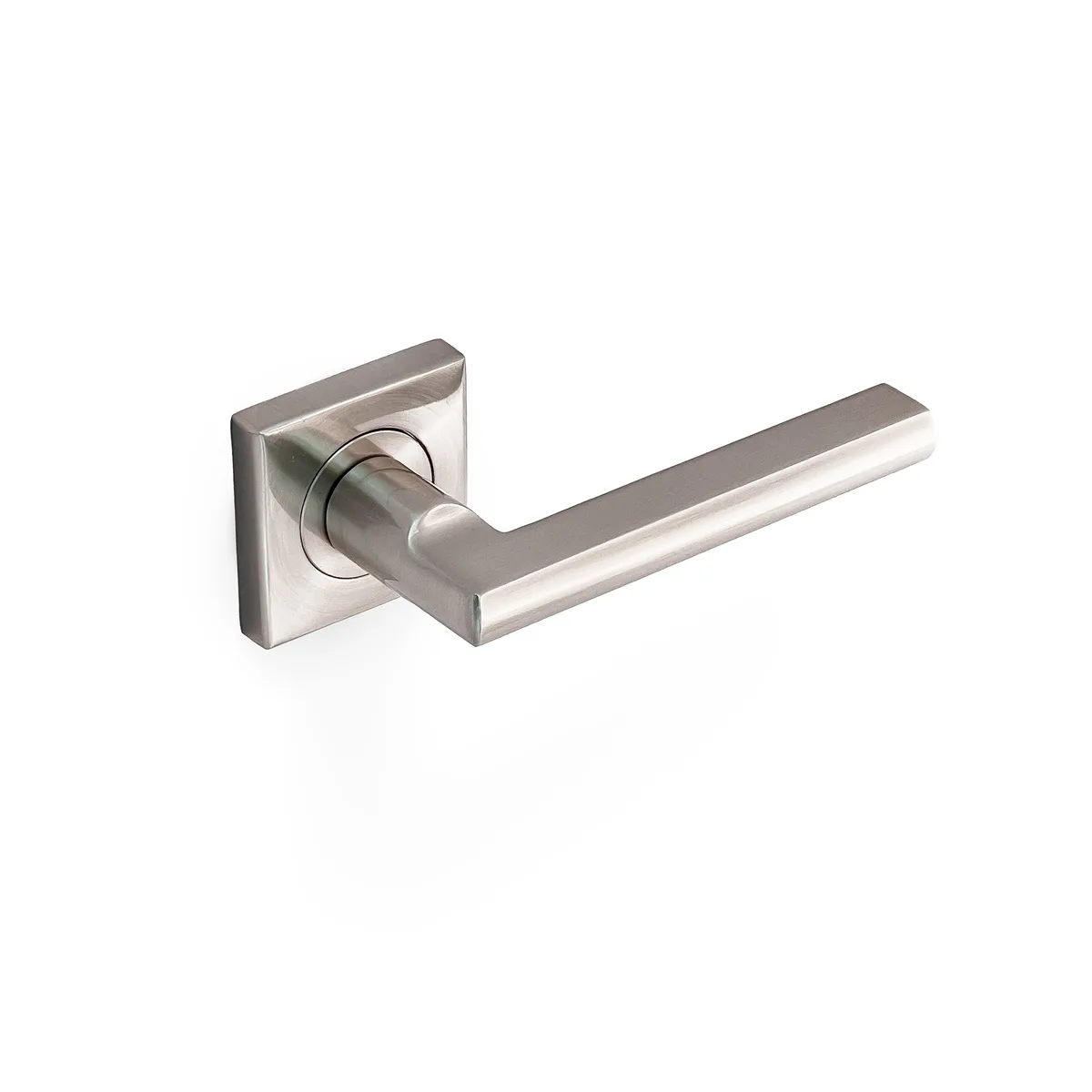 Parma Square Rosette Lever Dummy Satin Nickel