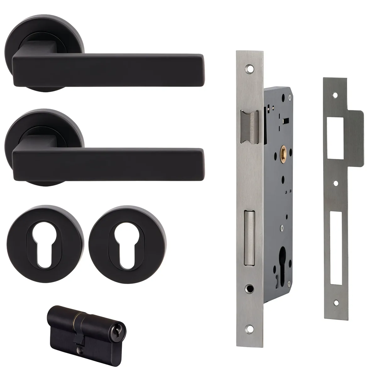 Verona Lever Entrance Set Matt Black