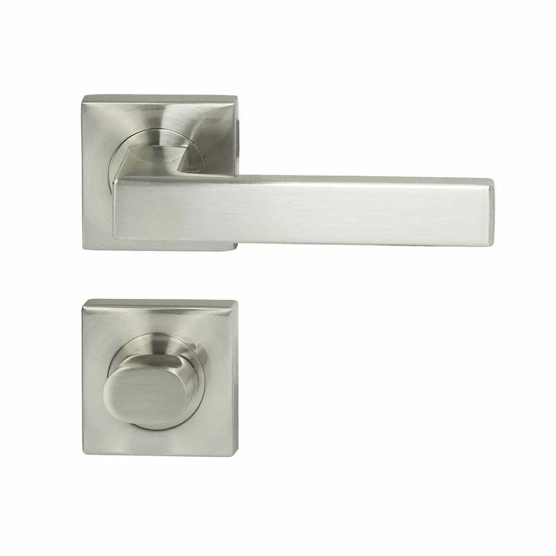 Verona Square Rosette Lever Privacy Set Satin Nickel