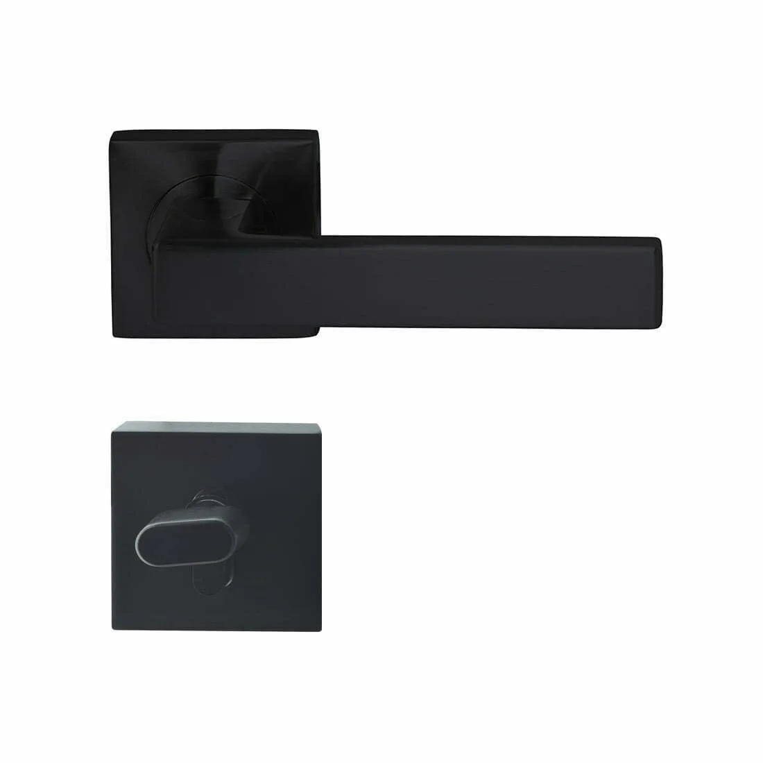 Verona Square Rosette Lever Privacy Set Matt Black
