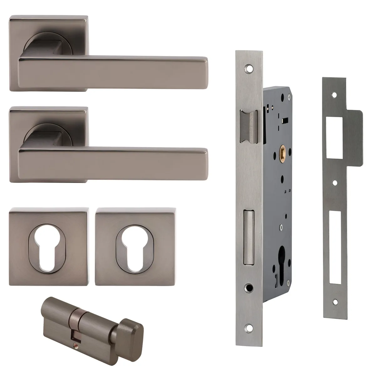 Verona Square Rosette Lever Entrance Set Satin Graphite
