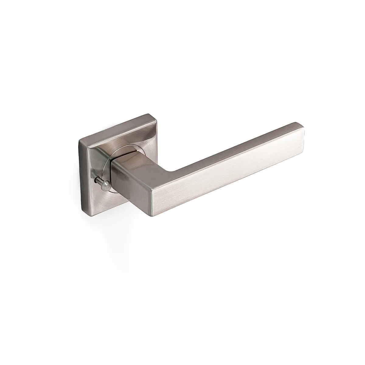 Verona Square Rosette Lever Integrated Privacy Set Satin Nickel