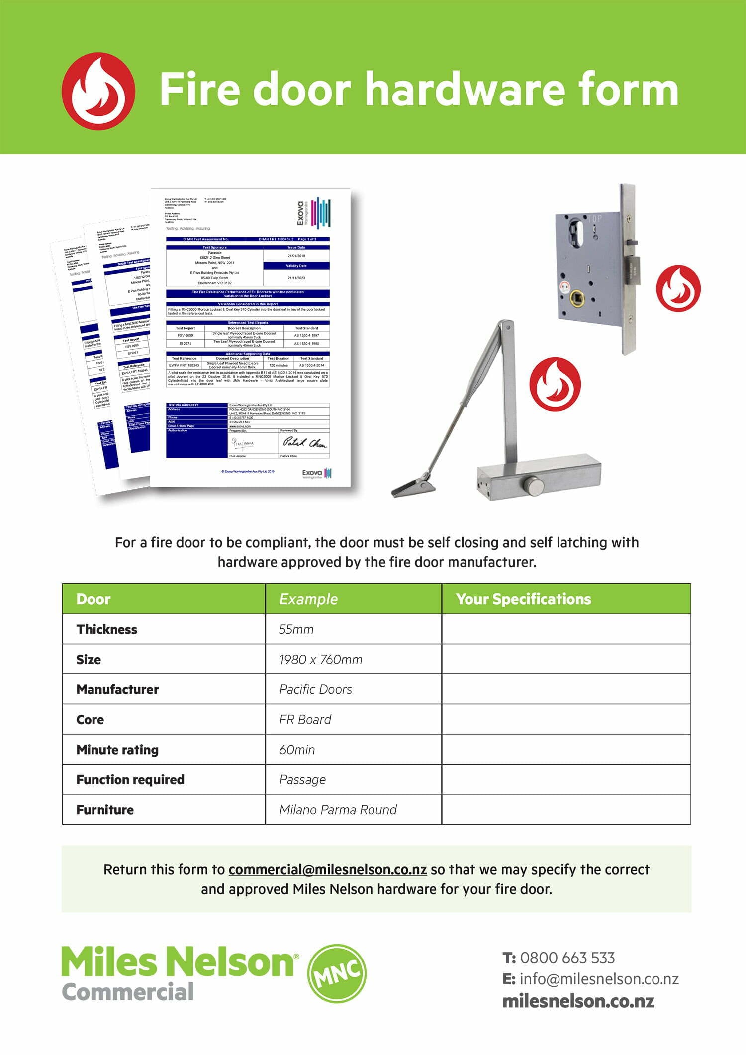 fire door hardware form