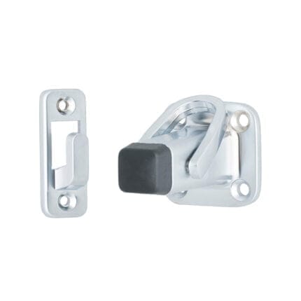 Latching Door Stop Wall Mount Satin Chrome