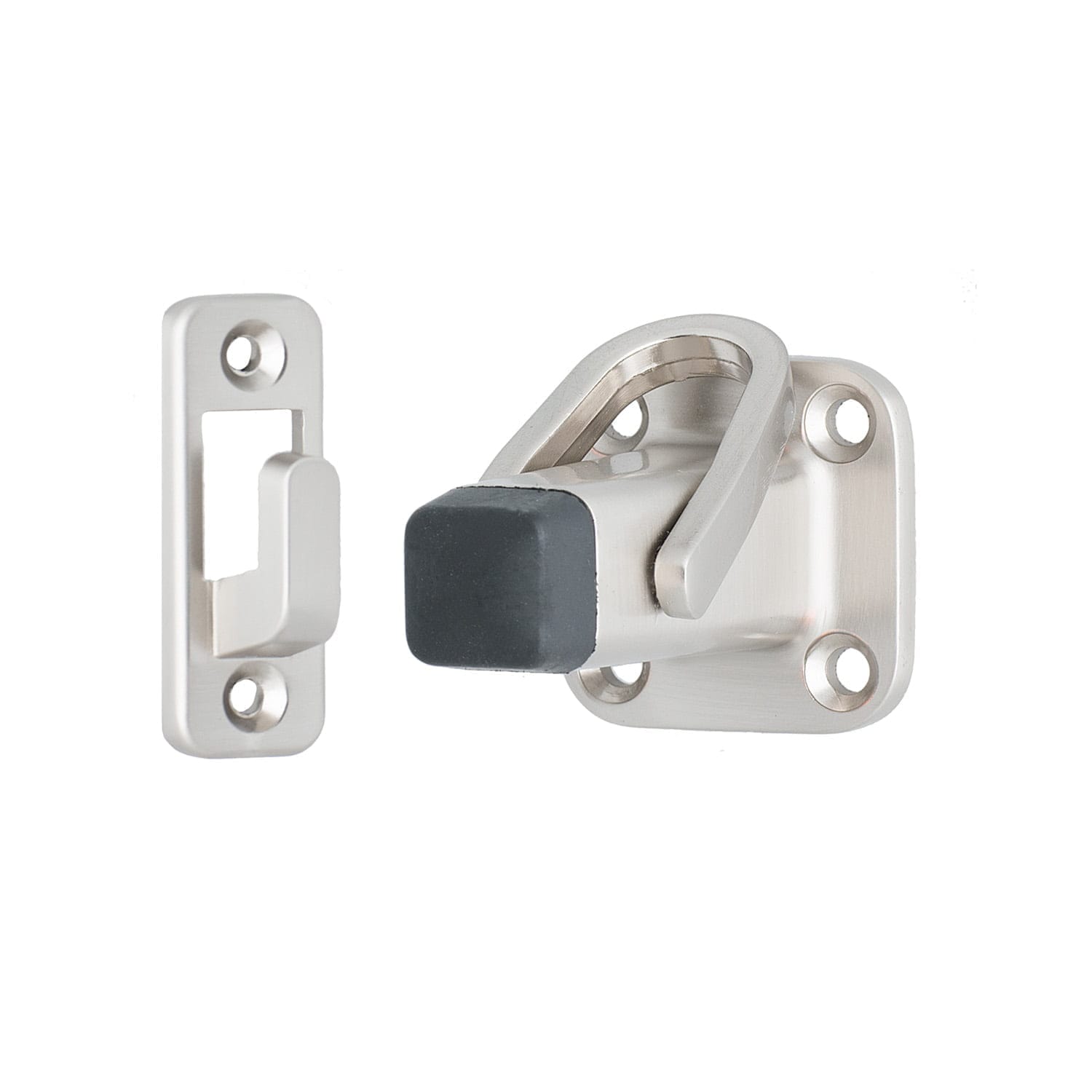 218 Latching Door Stop Wall Mount Satin Nickel Miles Nelson