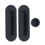 Oval Round Edge Flush Pull Kit Matt Black