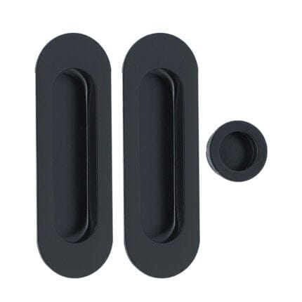 Oval Round Edge Flush Pull Kit Matt Black