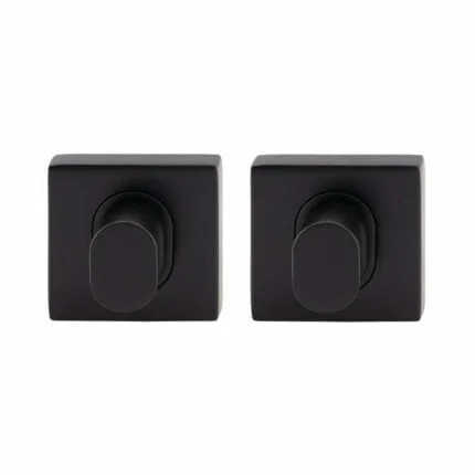 Double Turn Square Rose Matt Black door lock