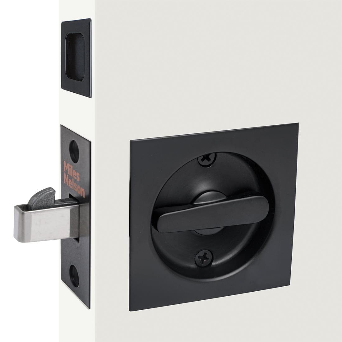 541BLK.jpg Square Cavity Slider Privacy Set Matt Black - Image 1