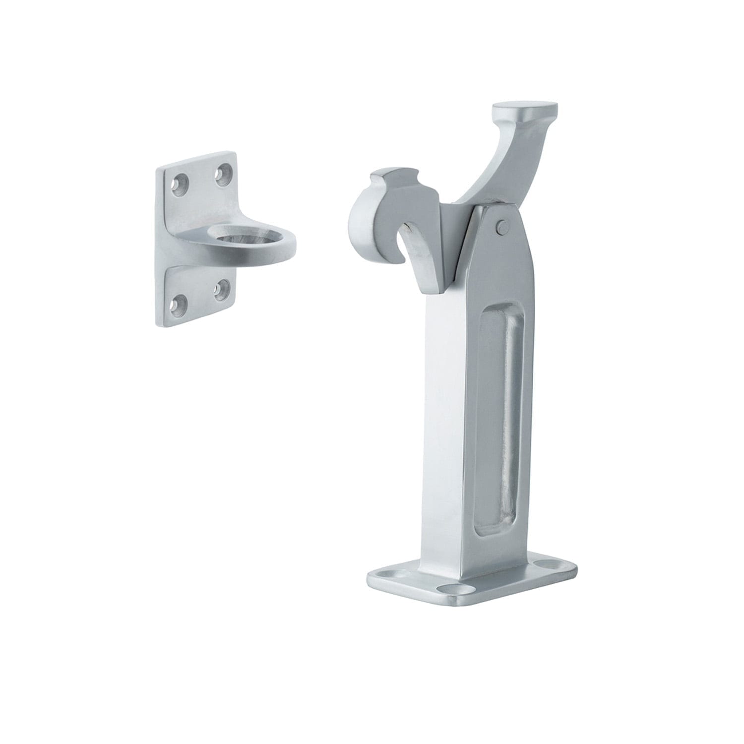 608SC-1.jpg 608 Latching Door Stop Heavy Duty Floor Mount Satin Chrome - Image 1
