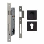 Square Pull Handle Lock Kit Matt Black