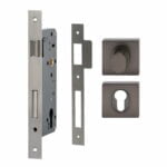 Satin Graphite Square Pull Handle Lock Kit