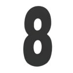 House Number EIGHT '8' - Concealed fix 100mm Matt Black